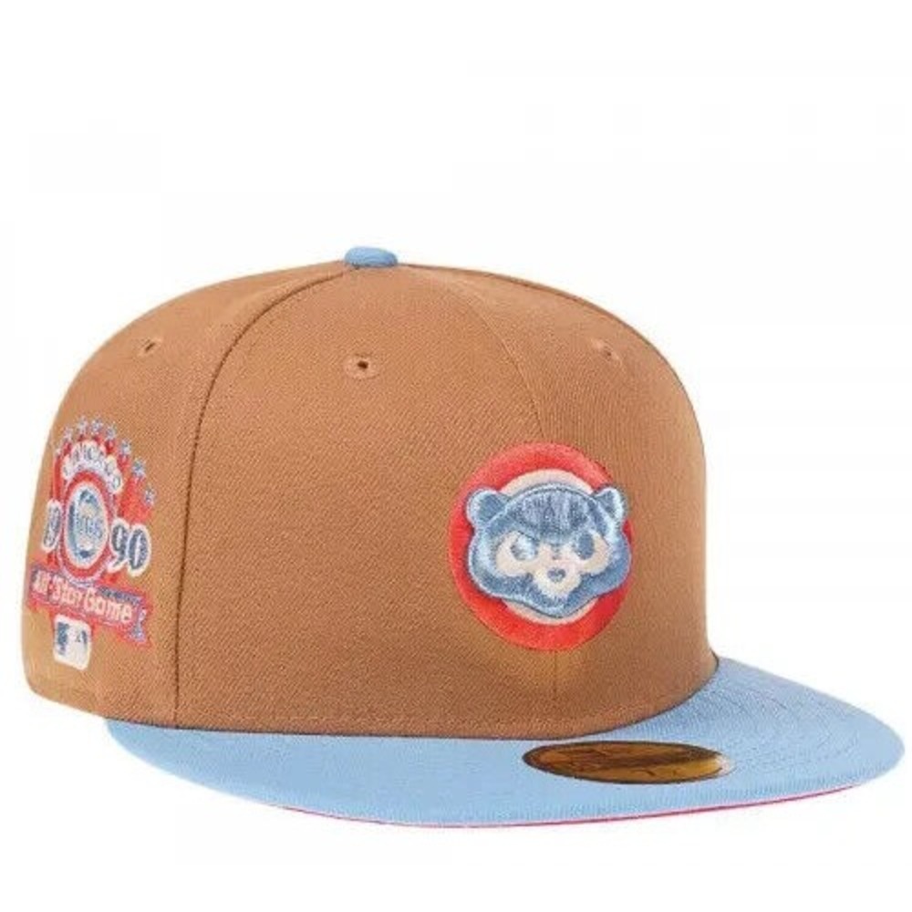 Chicago Cubs New Era 59FIFTY 1990 All Star Game Iced Wheat Fitted Hat Size 7 3/8